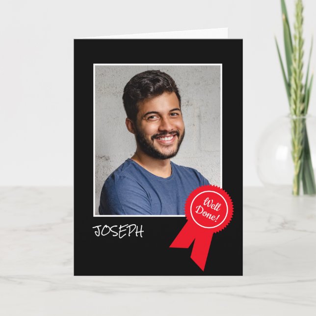 Tarjeta Bien hecho Rosette Rojo, foto Personalizado - Pers (Anverso)