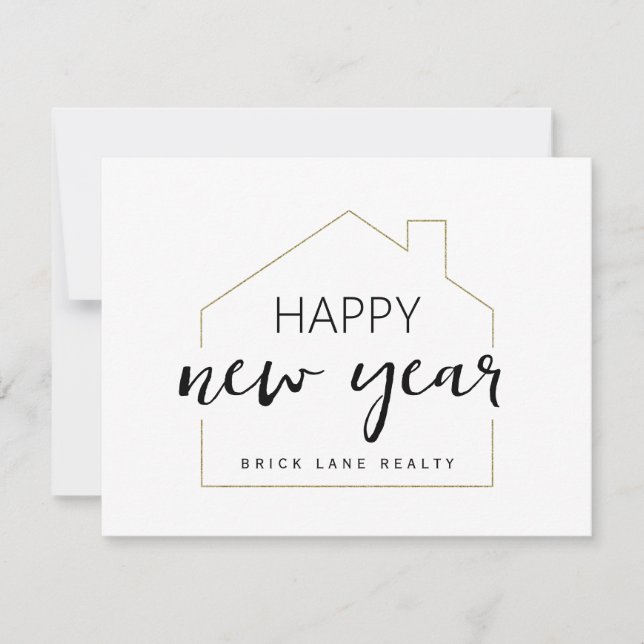 Tarjeta Bienes inmuebles de Año Nuevo Feliz (Anverso)