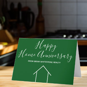 Tarjeta Bienes Raíces Feliz Aniversario de Hogar Personali