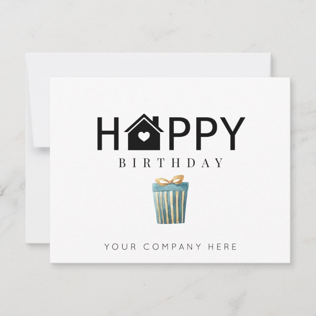 Tarjeta Bienes Raíces Profesionales Presentes Feliz Cumple (Anverso)