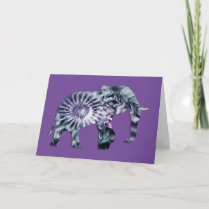 Tarjeta Bienestar animal - Elephant Silhouette Fractal 2