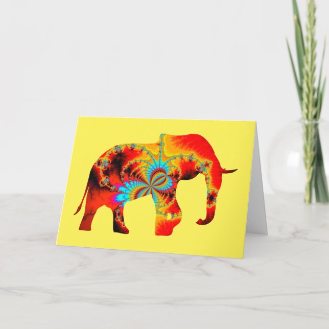 Tarjeta Bienestar animal - Fractal de silueta elefante 1 (Anverso)