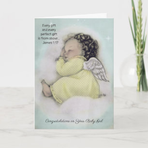 Tarjeta Bienvenida a Baby Girl Angel en la nube