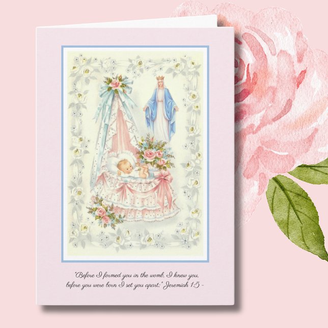 Tarjeta Bienvenida a la bebé virgen Virgin Mary Católica (Subido por el creador)