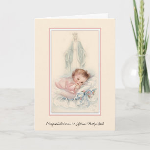 Tarjeta Bienvenida a la bebé virgen Virgin Mary Católica