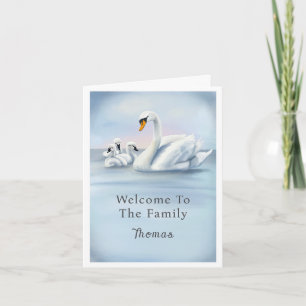 Tarjeta Bienvenida a la Familia Chico Mamá Cisne con Bebés