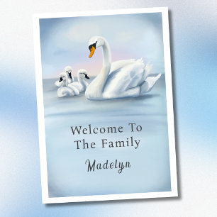 Tarjeta Bienvenida a la familia Mamá Cisne con bebés