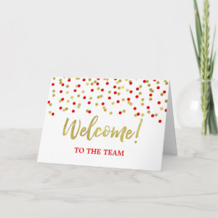 Tarjeta Bienvenida al equipo a empleado de Blue Gold Confe
