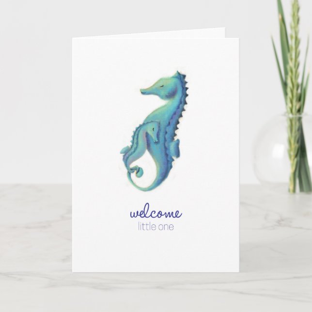 Tarjeta Bienvenida al pequeño caballito de mar (Anverso)
