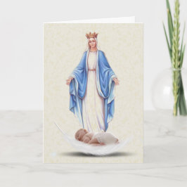 Tarjeta Bienvenida Bautizo de Bebé Virgen María Católica