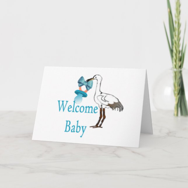 Tarjeta Bienvenida Bebé Azul (Anverso)