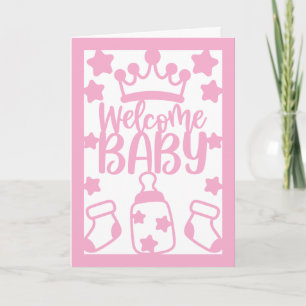 Tarjeta Bienvenida Bebé en Rosa (se puede personalizar)