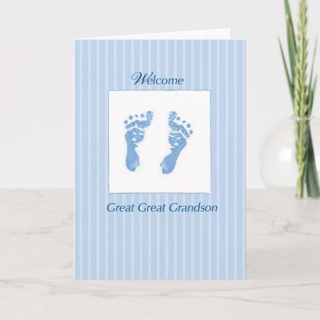 Tarjeta Bienvenida Bebé Gran Abuela Estampas Azul (Anverso)