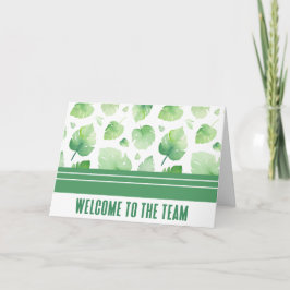 Tarjeta Bienvenida botánica verde al equipo nuevo empleado