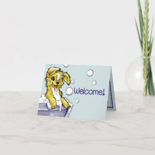 Tarjeta Bienvenida de perros y Mascotas Groomer - Baño de 