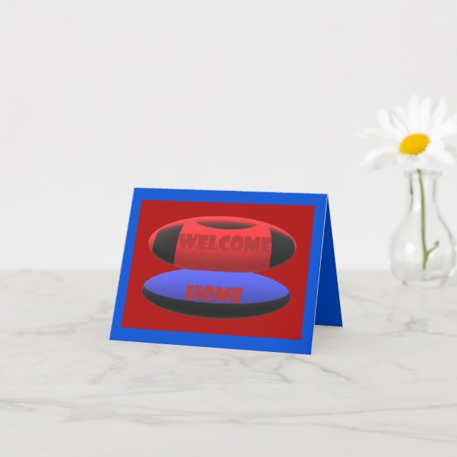Tarjeta bienvenida diseño de casa azul marino rojo con pal (Planta pequeña)