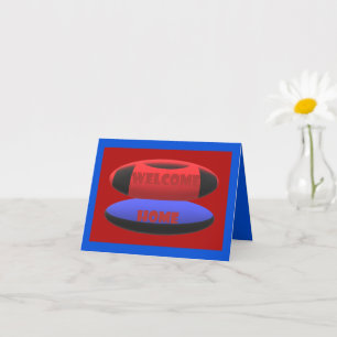 Tarjeta bienvenida diseño de casa azul marino rojo con pal