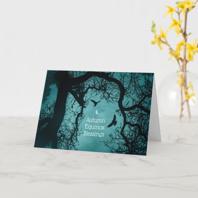 Tarjeta Bienvenida Mabon de la festividad pagana en otoño (flor amarilla)