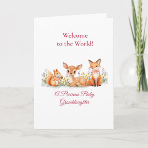 Tarjeta Bienvenida Nieta Baby Bosque Animales