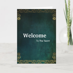 Tarjeta Bienvenida Nuevo Empleado Glitter Dorado