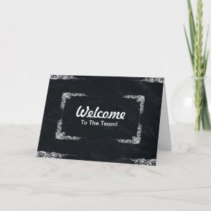 Tarjeta Bienvenida personalizada con borde de remolino neg