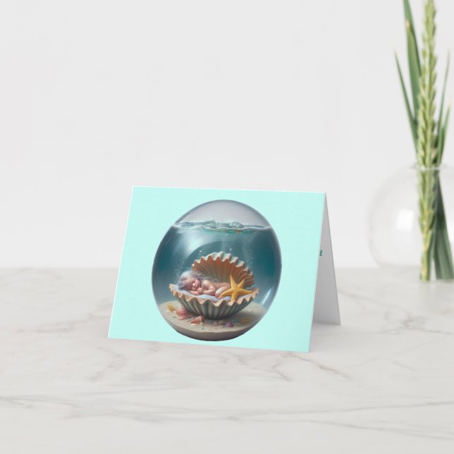 Tarjeta Bienvenida personalizada de bebé sirena (Anverso)