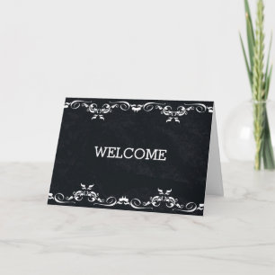 Tarjeta Bienvenida personalizada de Black Swirl Board