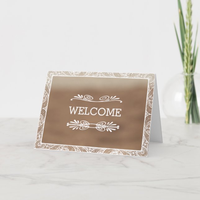Tarjeta Bienvenida personalizada del Barco Marrón (Anverso)