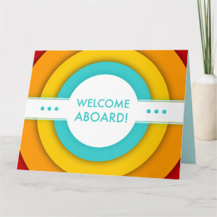 Tarjeta bienvenida retro a bordo