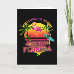 Tarjeta Bienvenido a Miami, Florida, surf de South Beach,