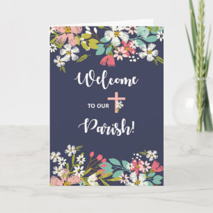 Tarjeta Bienvenido a Nuestras Flores Parroquiales sobre Az