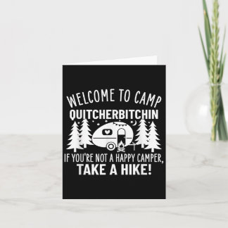 Tarjeta Bienvenido al divertido camping Quitcherin