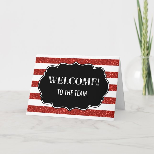 Tarjeta Bienvenido al equipo al empleado de las franjas ro (Anverso)