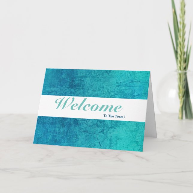 Tarjeta Bienvenido Al Equipo Blanco Mínimo Azul Badge (Anverso)