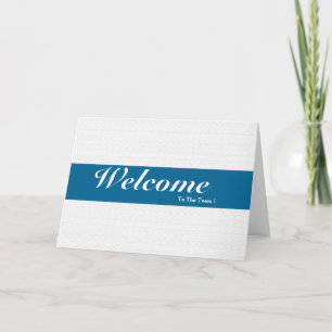 Tarjeta Bienvenido Al Equipo Blanco Mínimo Azul Badge