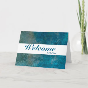 Tarjeta Bienvenido Al Equipo Blanco Mínimo Azul Badge