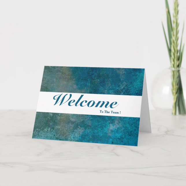 Tarjeta Bienvenido Al Equipo Blanco Mínimo Azul Badge (Anverso)
