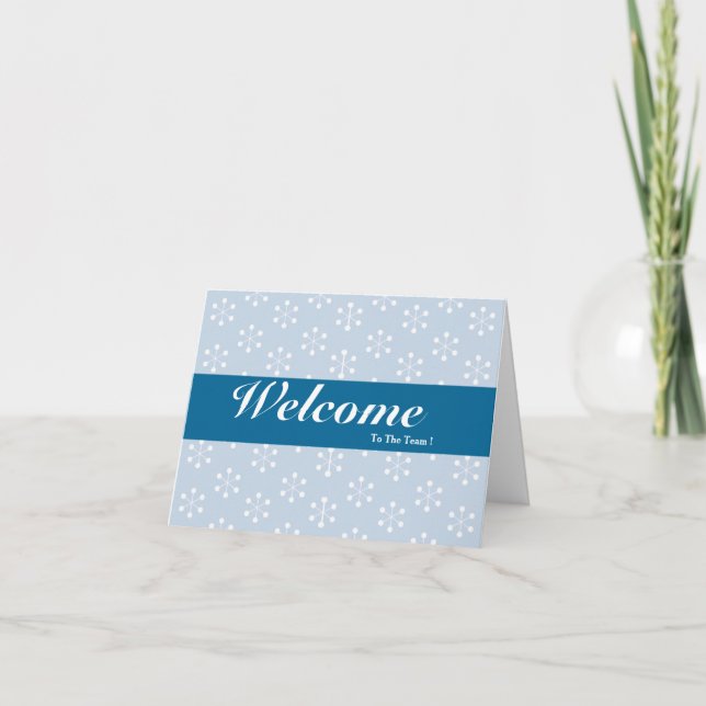 Tarjeta Bienvenido Al Equipo Blanco Mínimo Azul Badge (Anverso)