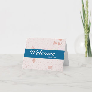 Tarjeta Bienvenido Al Equipo Blanco Mínimo Azul Badge