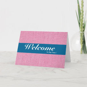 Tarjeta Bienvenido Al Equipo Blanco Mínimo Azul Badge