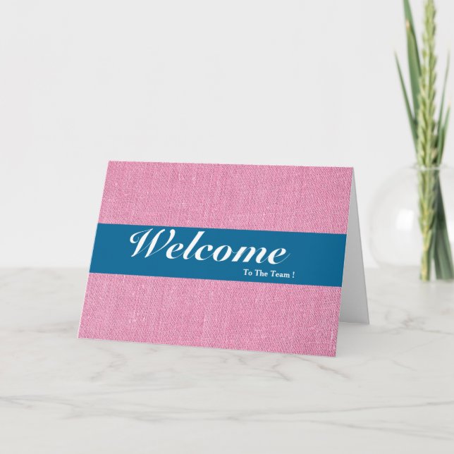 Tarjeta Bienvenido Al Equipo Blanco Mínimo Azul Badge (Anverso)