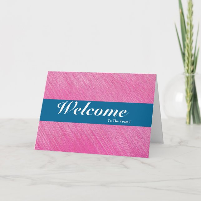 Tarjeta Bienvenido Al Equipo Blanco Mínimo Azul Badge (Anverso)