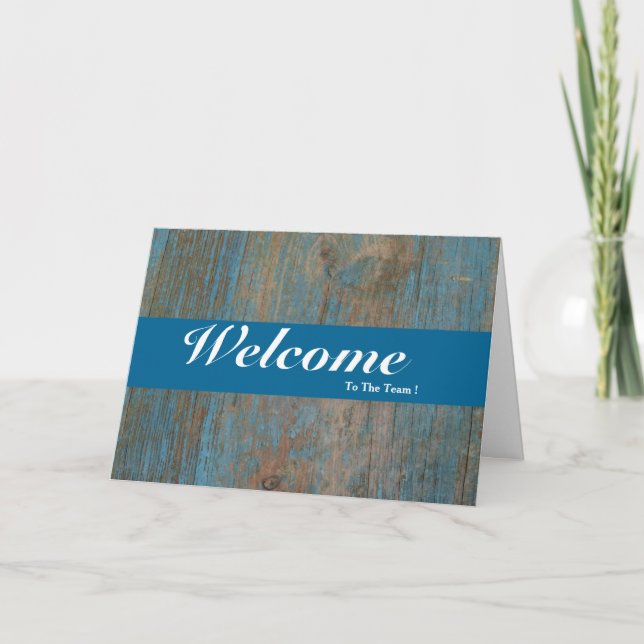 Tarjeta Bienvenido Al Equipo Blanco Mínimo Azul Badge (Anverso)