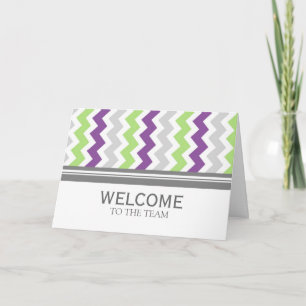 Tarjeta Bienvenido al equipo de Lime Gray Chevron Employee