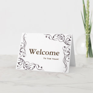 Tarjeta Bienvenido Al Equipo Remolino Floral Negro & Blanc
