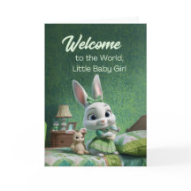 Bienvenido al mundo, bebé niña, guardería de conej