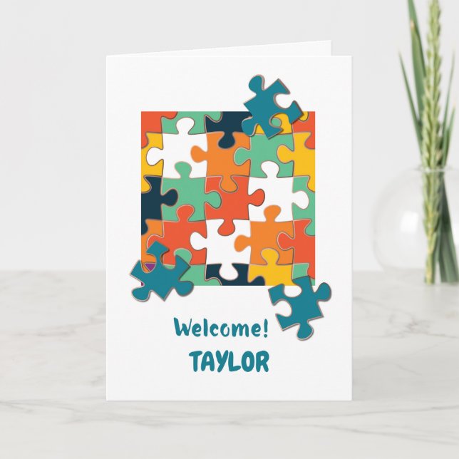 Tarjeta Bienvenido al rompecabezas del equipo (Anverso)