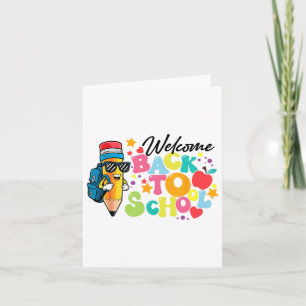 Tarjeta Bienvenido de nuevo a la escuela divertido amor de