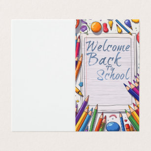 Tarjeta Bienvenido de nuevo a la escuela – Divertido y Col
