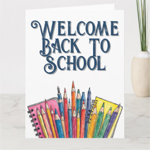Tarjeta Bienvenido de nuevo a la escuela – Inicio colorido